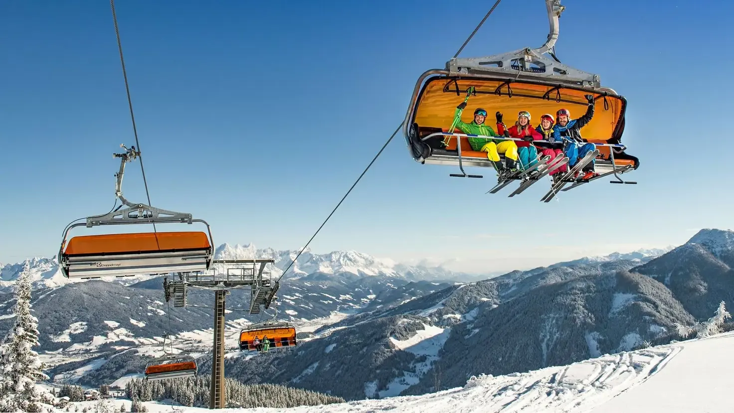 Godt forbundet liftsystem i hele Flachau Wagrain området
