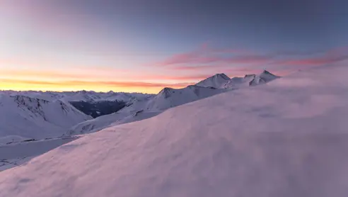 Solnedgang over alperne Serfaus Fiss Ladis