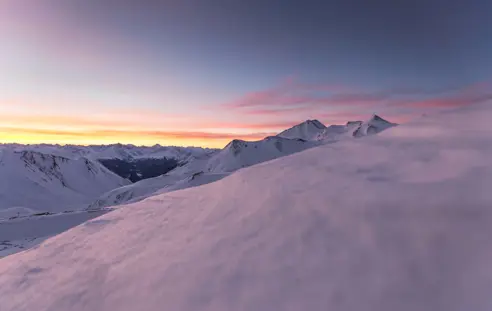 Solnedgang over alperne Serfaus Fiss Ladis
