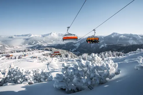Skiløb helt fra toppen til dalen. Stort sammenhængende område Flachau
